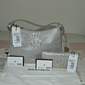 Brahmin Shayna Crossbody Bag And Ady Wallet Set In Oyster Mini Melbourne
